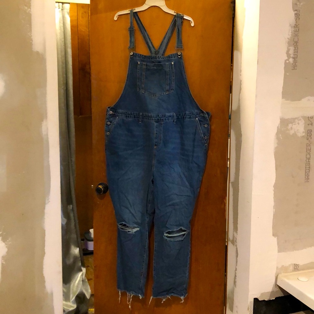 Distressed Jean overalls